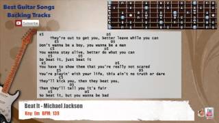 Video thumbnail of "🎸 Beat It - Michael Jackson Guitar Backing Track with scale, chords and lyrics"