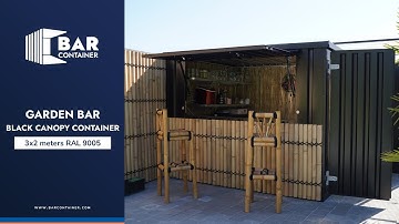 Garden Tiki Bar FOCO® Container 3x2m XL with a Foldable Canopy