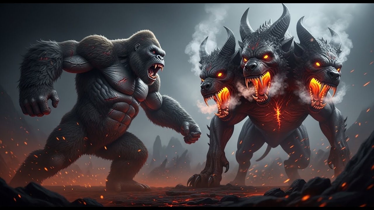 King Kong vs Three-Headed Hellhound: Ultimate Monster Clash
