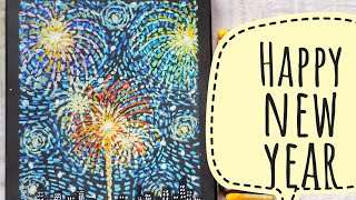 New year Fireworks🔥/Happy new year🤗/how to draw/oil pastel drawing .... screenshot 5
