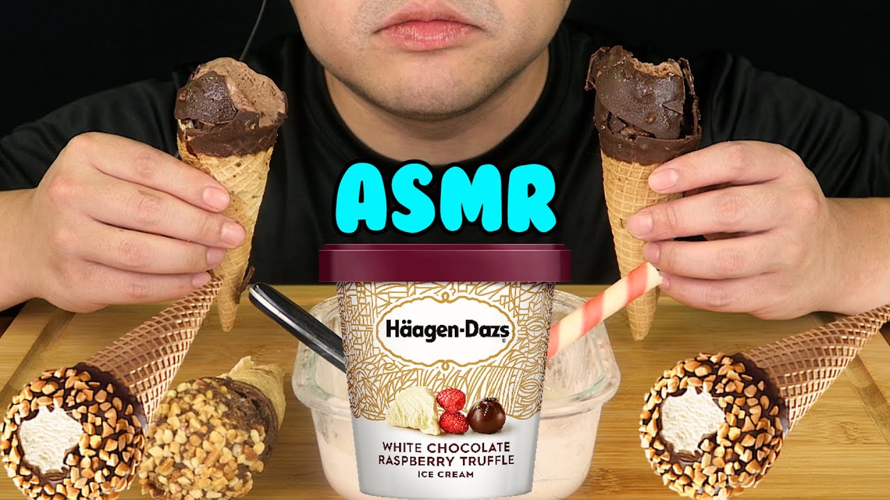 ASMR Mukbang White Chocolate Raspberry Ice Cream Nestle Drumstick ...