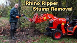 Tree Stump Removal with the Rhino Ripper using a B2261 Kubota Compact Tractor
