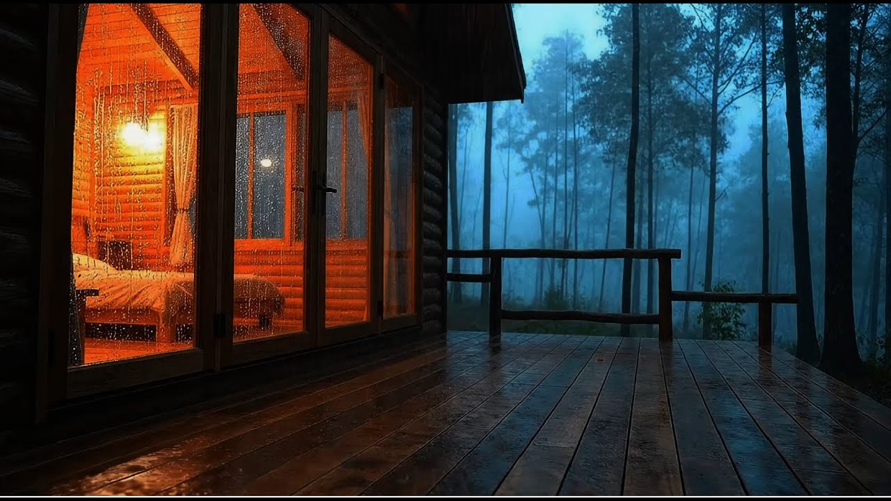 Cozy Cabin Night Rain Sounds for Deep Sleep & Relaxation (LIVE)