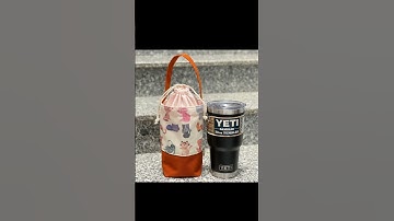 Túi vải bố đựng ly giữ nhiệt Cam Mèo mộc có khóa kéo bằng dây rút, đi kèm quai xách tiện lợi