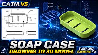 Soap Case 3D Modeling from Drawing | CATIA V5 GSD Tutorial | CATIA V5 Beginner Surfacing Exercise 2