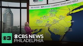 Less humid Sunday in Philadelphia region