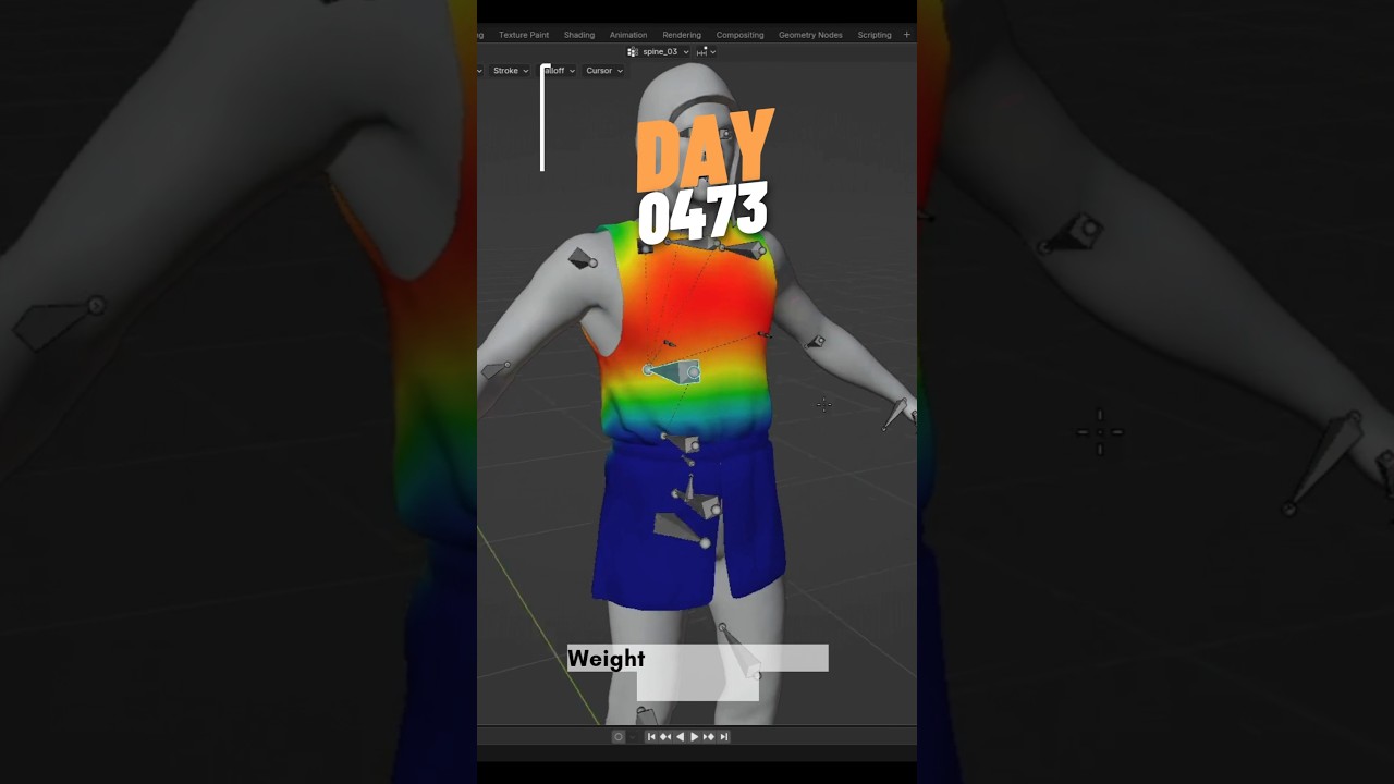 Day 0473 .. Weight paint correction in blender ..