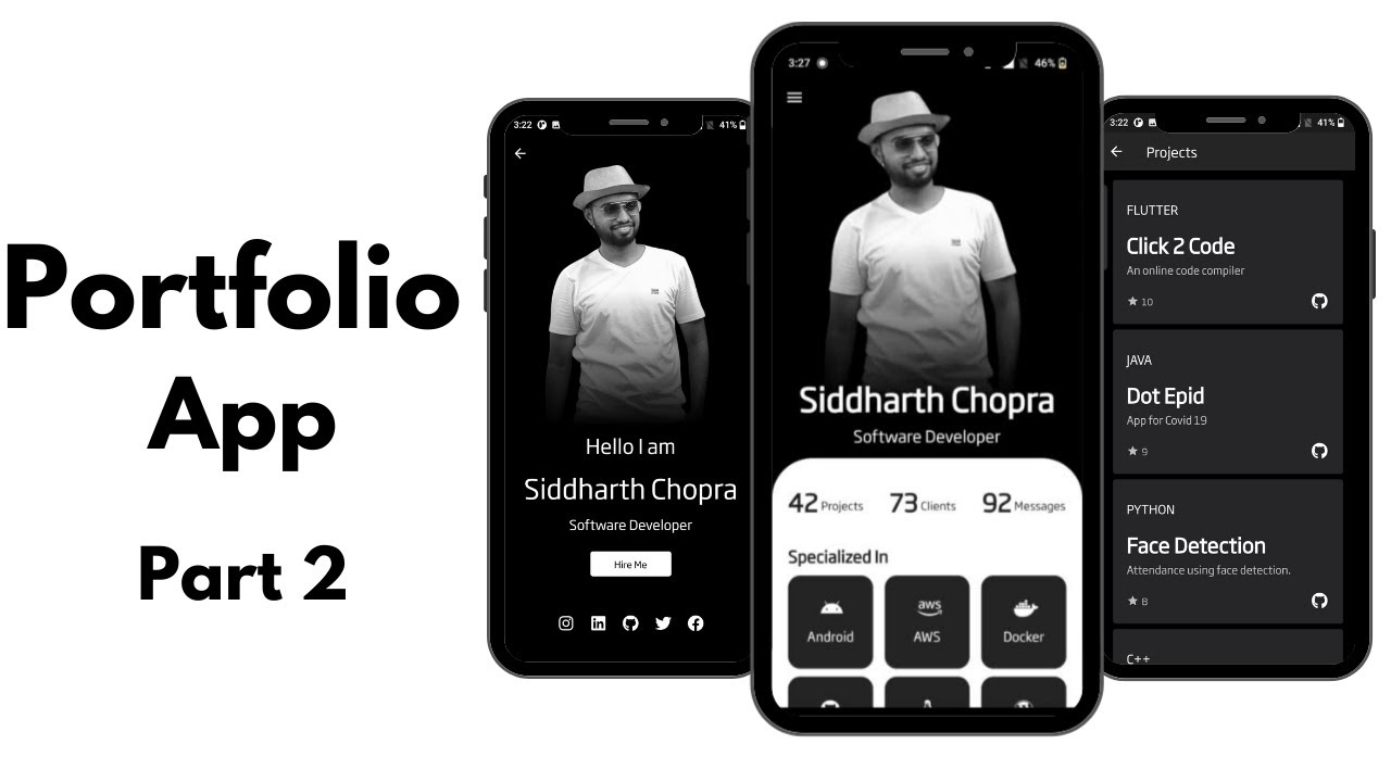 Cool portfolio app in flutter  part 2| In Hindi | UI UX