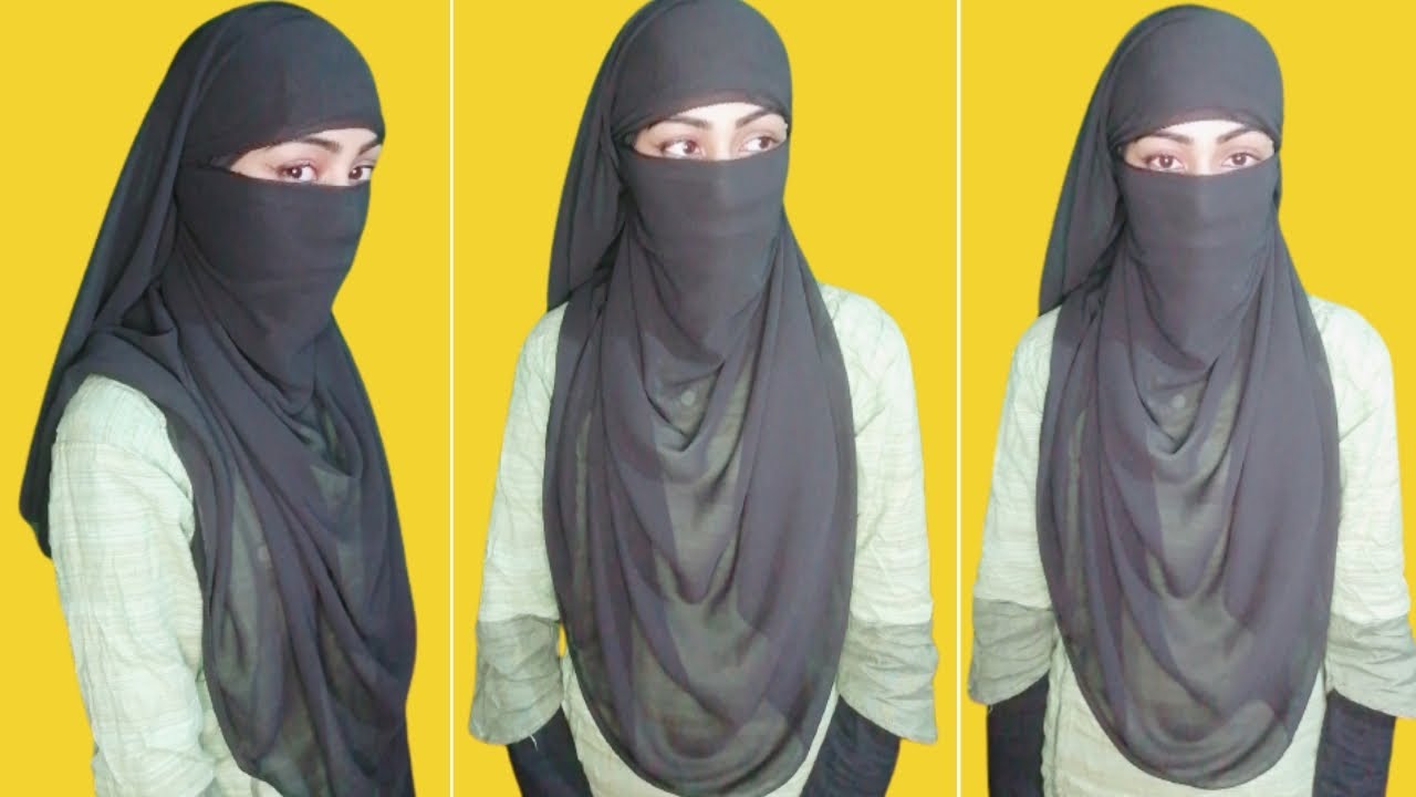 2 Minute Easy Tight Niqab Tutorial With Inner Cap | Pinless Hijab ( Full Coverage )