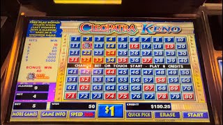 $1 Cleopatra Keno $4, $5 & $8 Max Bets Bonus Hits Wins #kenonation