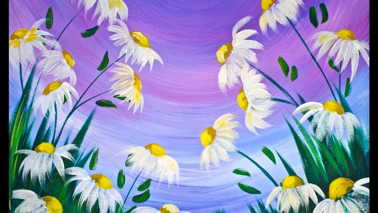 EASY Spring Flowers Acrylic Painting On Canvas For Beginners 