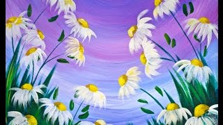 acrylic painting flowers canvas easy beginners spring flower sherpa paintings paint simple beginner floral step theartsherpa themed drawing abstract daisy