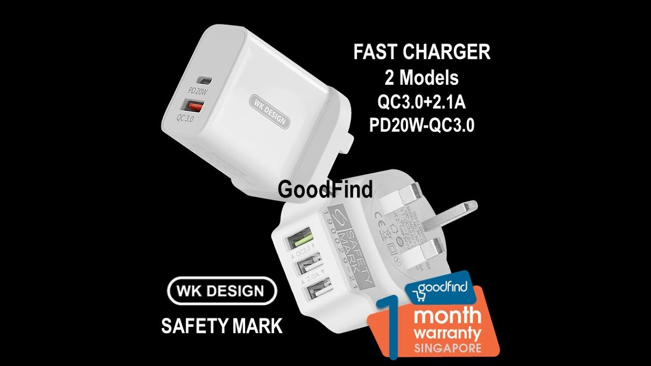 WK DESIGN SG FAST CHARGER ADAPTER WITH SAFETY MARK