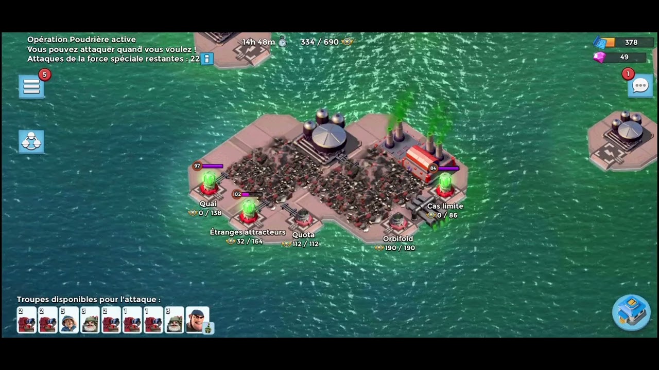 boom beach. attaque opération en CARBONISEUR