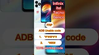 Tecno Infinix ADB unable code || FRP Code ADB code #youtubeshorts #ytshorts #frpbypass