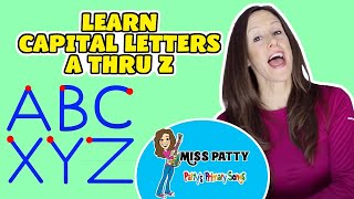 alphabet song trace the letters in the alphabet capital letters miss patty abcs song phonics signs