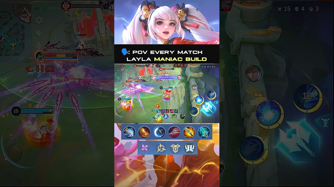 🔥 Layla One-Shot Build ⚔️ – Insane Damage 💥 & Range 🎯!