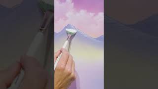 Fan brush mountain highlights with Nicholas Hankins #paintlikebobross #art #paintingtutorial