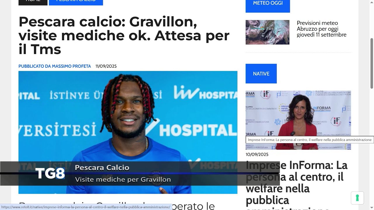 Pescara Calcio - Visite mediche per Gravillon