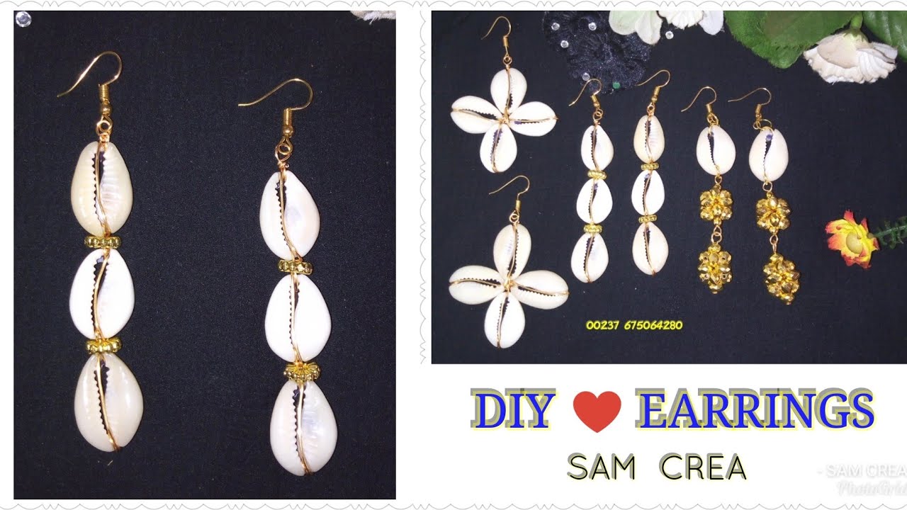 ❄️TUTO facile BOUCLES D'OREILLES CAURIS /// DIY EARRINGS WITH COWRIESHELL fast&easy (Mayole de K.F.)