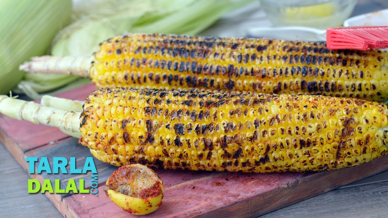 Roasted Corn on the Cob, Mumbai Roadside Monsoon Bhutta by Tarla Dalal