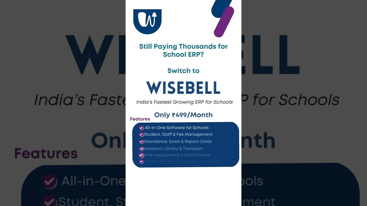 Low cost School ERP Software | Wisebell @ ₹499/Month | All-in-One Solution 