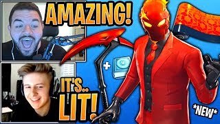 Streamers BUY & React to the *NEW* Inferno Skin, Crimson Scythe Pickaxe  & Burnmark Wrap!- Fortnite