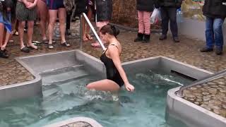 Russian Swimming In The Ice Hole On Epiphany