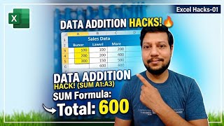 @ExcelHacks-01, Video 02, Addition in Excel, Sum formula