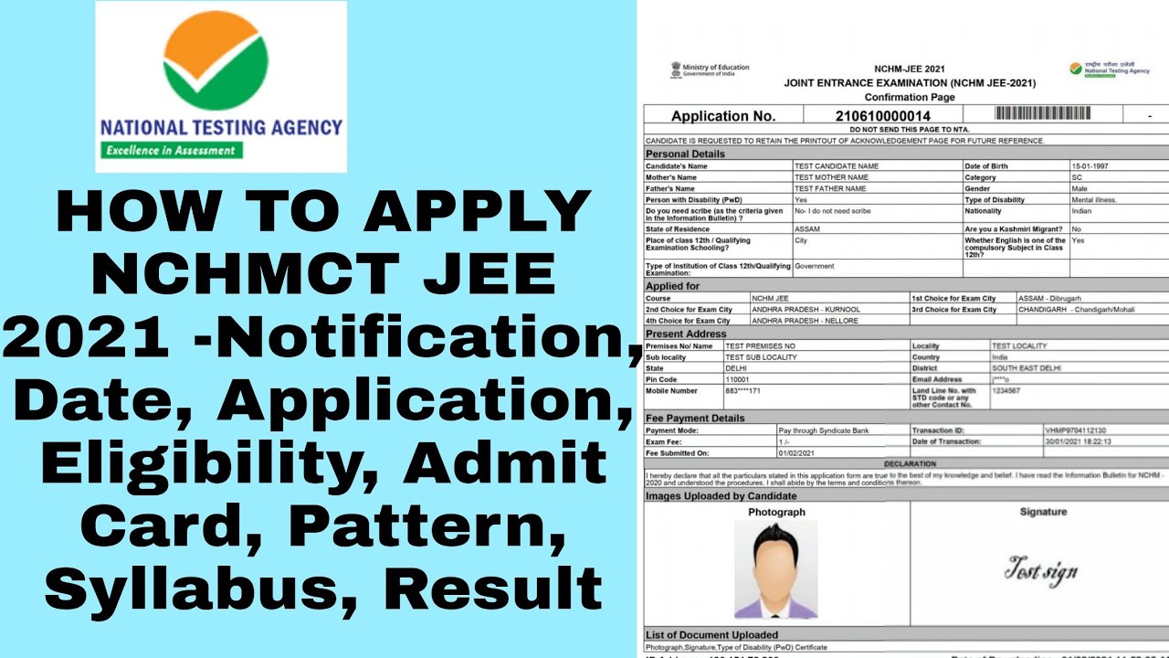 How to Apply NCHMCT JEE 2021 - Application Form Eligibility, Pattern, Syllabus Exam Dates (Out)