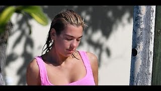 Dua Lipa in a Pink Bikini at a Pool in Miami