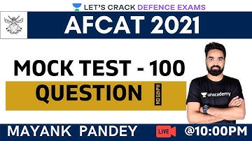 Mock Test- 100 Question Series | Mathematics | Target AFCAT 2021 | Mayank Pandey