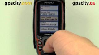 The Altimeter setup screen of the Garmin GPSMap 62S with GPS experts GPS City