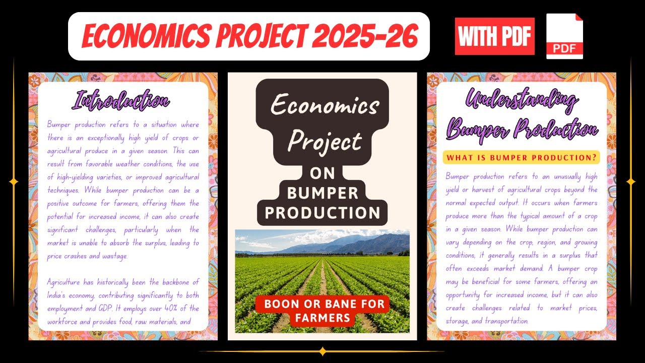 Economics Project on Bumper Production: Boon or Bane for Farmers Class12th CBSE 2025-26 | With PDF