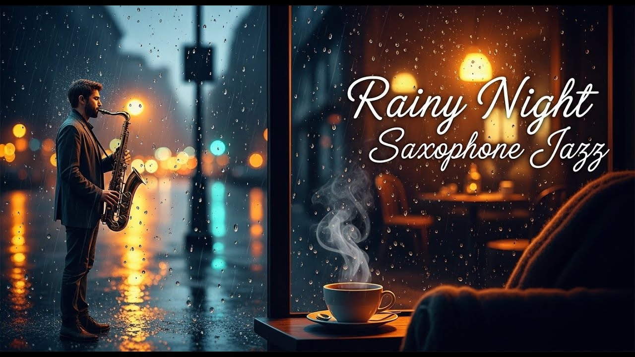 Relaxing Rainy Jazz Piano 🌧 Night Saxophone Jazz & Rain Sounds for Sleep - Sweet Jazz BGM