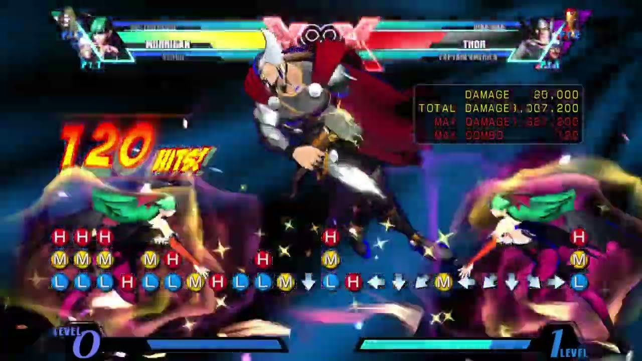 UMVC3 Morrigan Solo Soul Drain combo on Thor