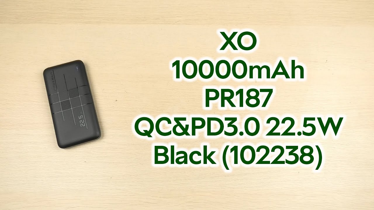 Розпаковка XO Power Bank 10000mAh PR187 QC&PD3.0 22.5W Black (102238)