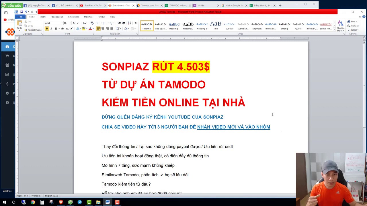 Tamodo- Bí quyết giúp SONPIAZ kiếm 4.503$ sau 1 tháng - kiếm tiền online tại nhà