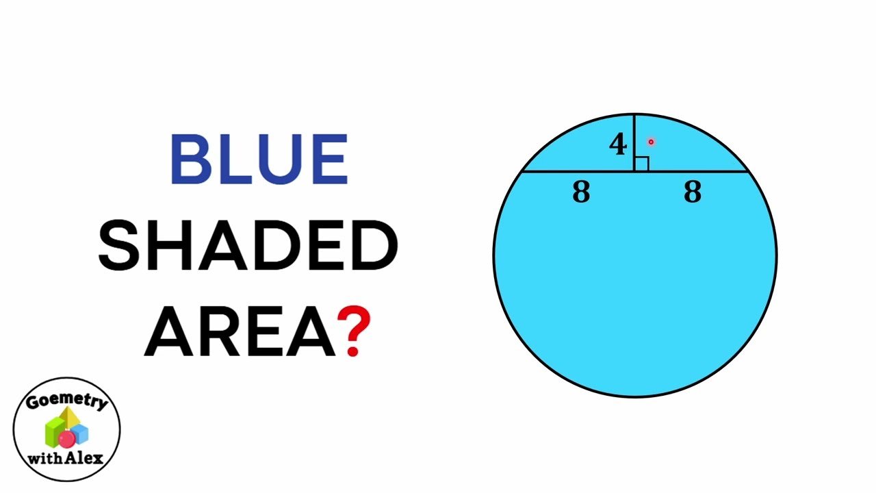 Calculate the blue shaded area | area circle | chords theorems