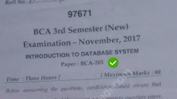 Database System Question Paper BCA 3rd Sem Mdu #Mduquestionpaper