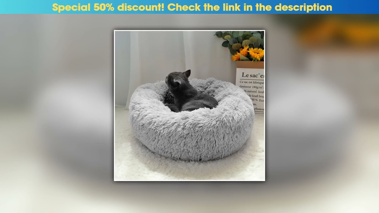 Top Fluffy Calming Dog Bed Long Plush Donut Pet Bed Hondenmand Round Orthopedic Lounger Sleeping Ba