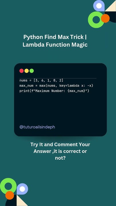 Python Find Max Trick 27 | Lambda Function Magic | Python Tips #shorts ...