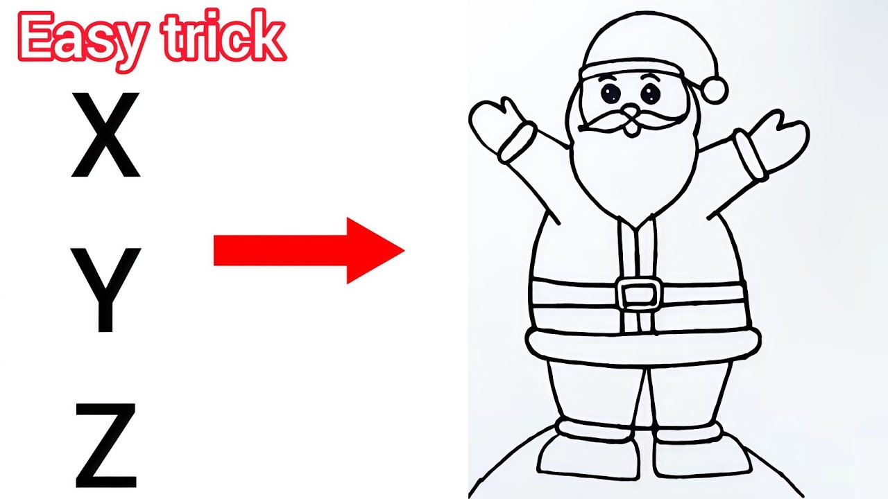 🎄🎨 Santa Claus Drawing Using XYZ Trick | Easy & Satisfying Art for Beginners