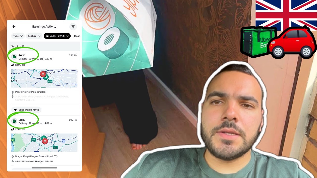 اشتغلت 8 ساعات توصيل طلبات الاكل في بريطانيا بالسيارة | Uber Eats