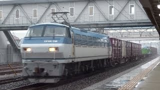 JR貨物 EF66-118 貨物列車 (5091レ EF66-100) 東海道線 雨の清洲駅 貨物線