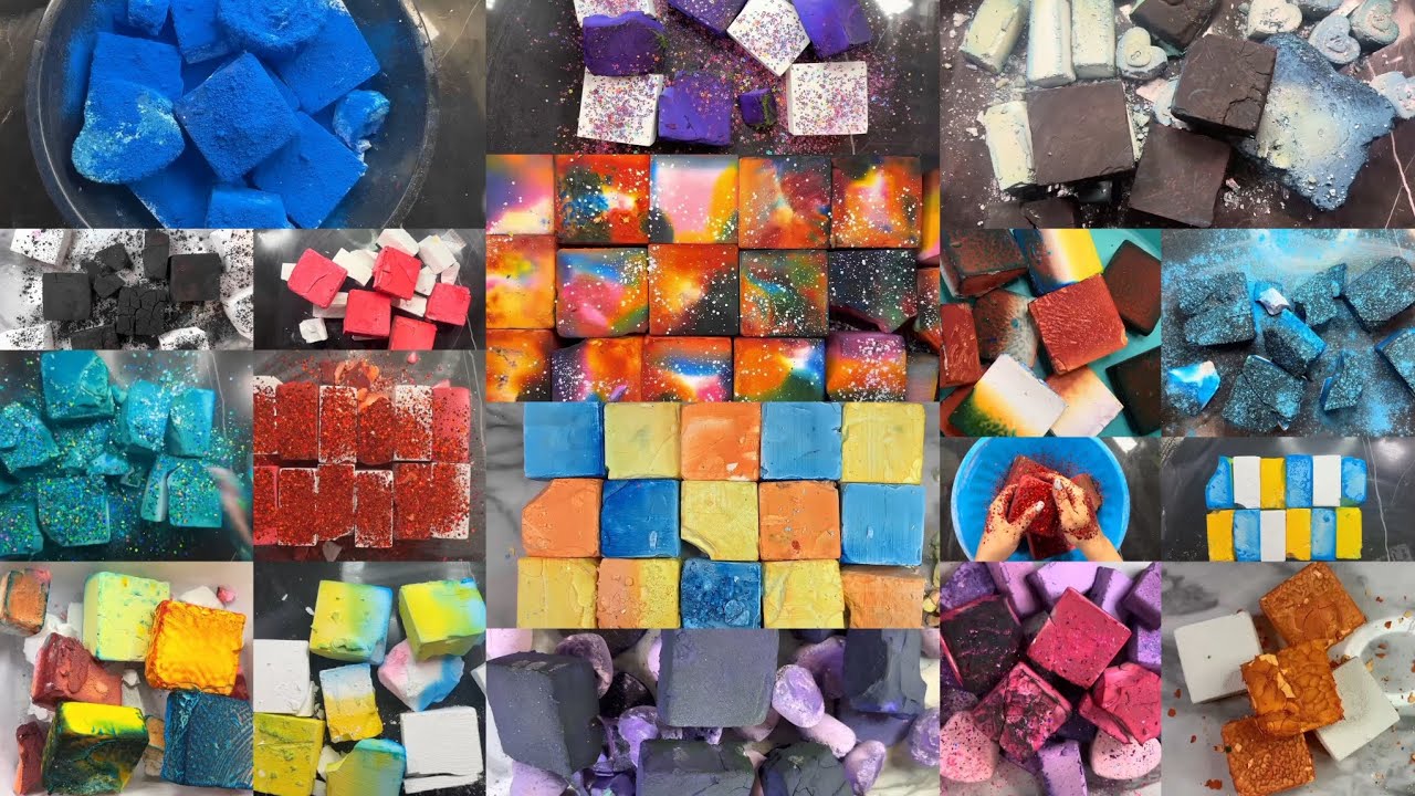 Dusty dyed bsn & soft crunchy gymchalk crush asmr | Long edit comp of @asmrcloud | #oddlysatisfying 