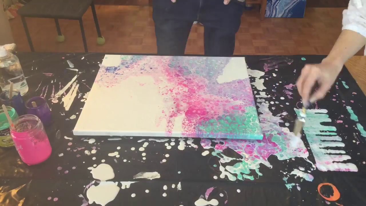 (7)Acrylic dirty pour with negative space - YouTube