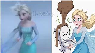 Elsa Frozen 2   Face Her Biggest Fear   funny Drawing memes   Try not To laugh #live2day #elsa