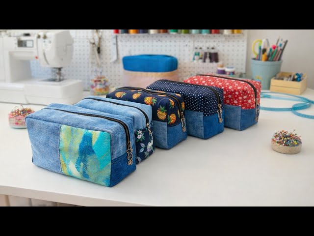 DIY Boxy Zipper Pouch with New Technique, No Bias Tape, Sew Around