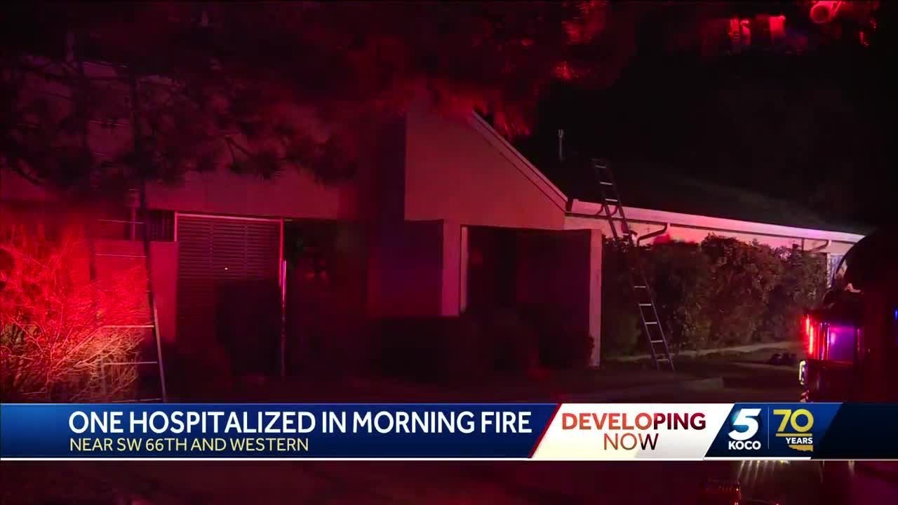 Person hospitalized after morning fire in southwest OKC - YouTube